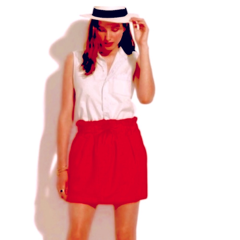 St. Tropez Red Linen Skirt